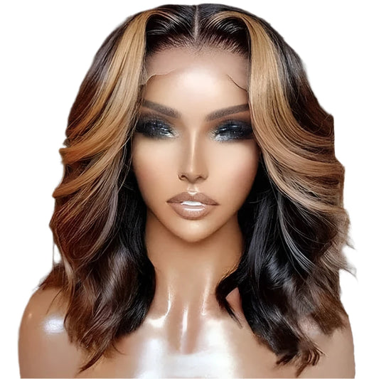 Ombre Highlight Wigs Bob Human Hair Wig HD Lace Body Wave Lace Front Wig Glueless Brazilian Wigs